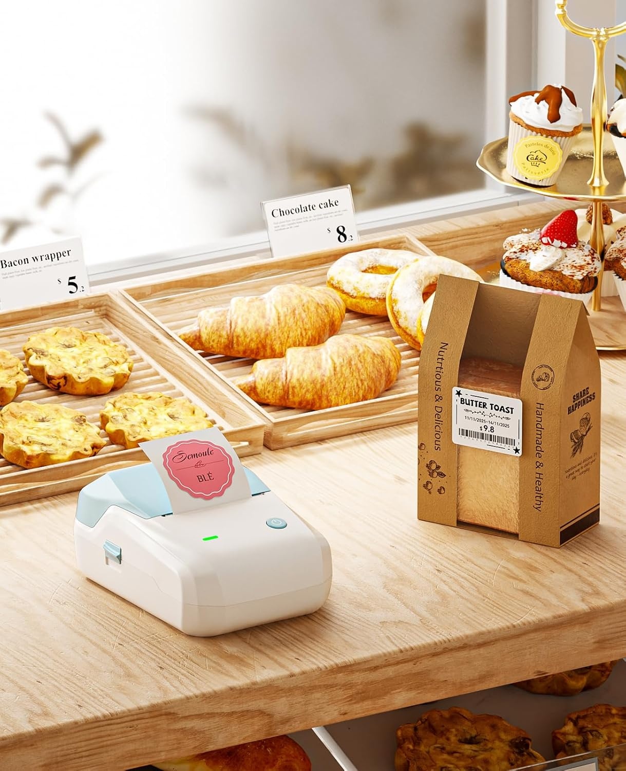 image:imageNIIMBOT B1 Label Maker Machine Thermal Label Printer Easy to Use for Office Home Business Came with 3 Roll White LabelsBlueLight Blue