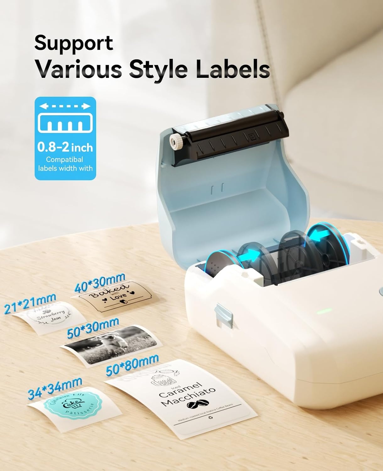 image:imageNIIMBOT B1 Label Maker Machine Thermal Label Printer Easy to Use for Office Home Business Came with 3 Roll White LabelsBlueLight Blue