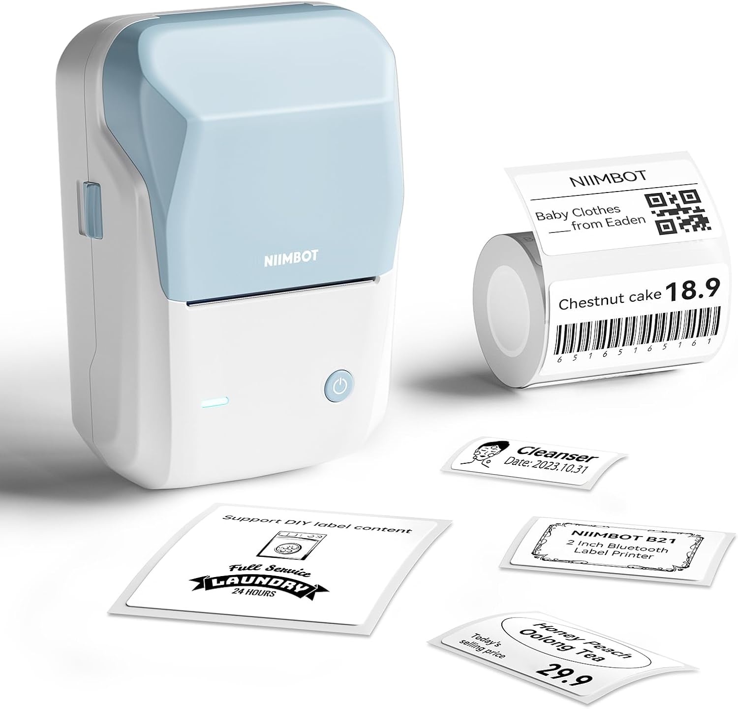 image:imageNIIMBOT B1 Label Maker Machine Thermal Label Printer Easy to Use for Office Home Business Came with 3 Roll White LabelsBlueLight Blue