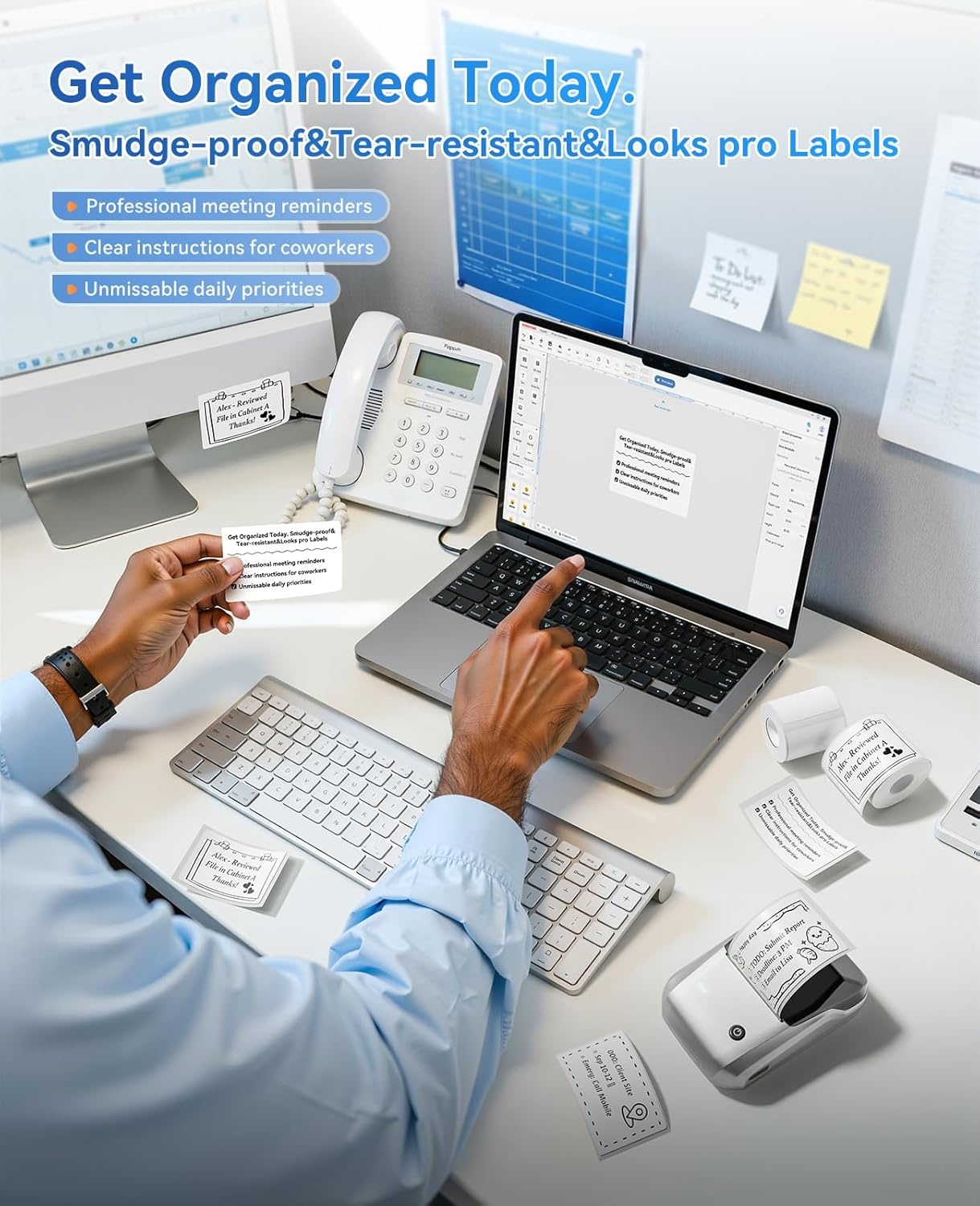 image:imageNIIMBOT B1 Label Maker Machine Thermal Label Printer Easy to Use for Office Home Business Came with 3 Roll White LabelsBlueSliver
