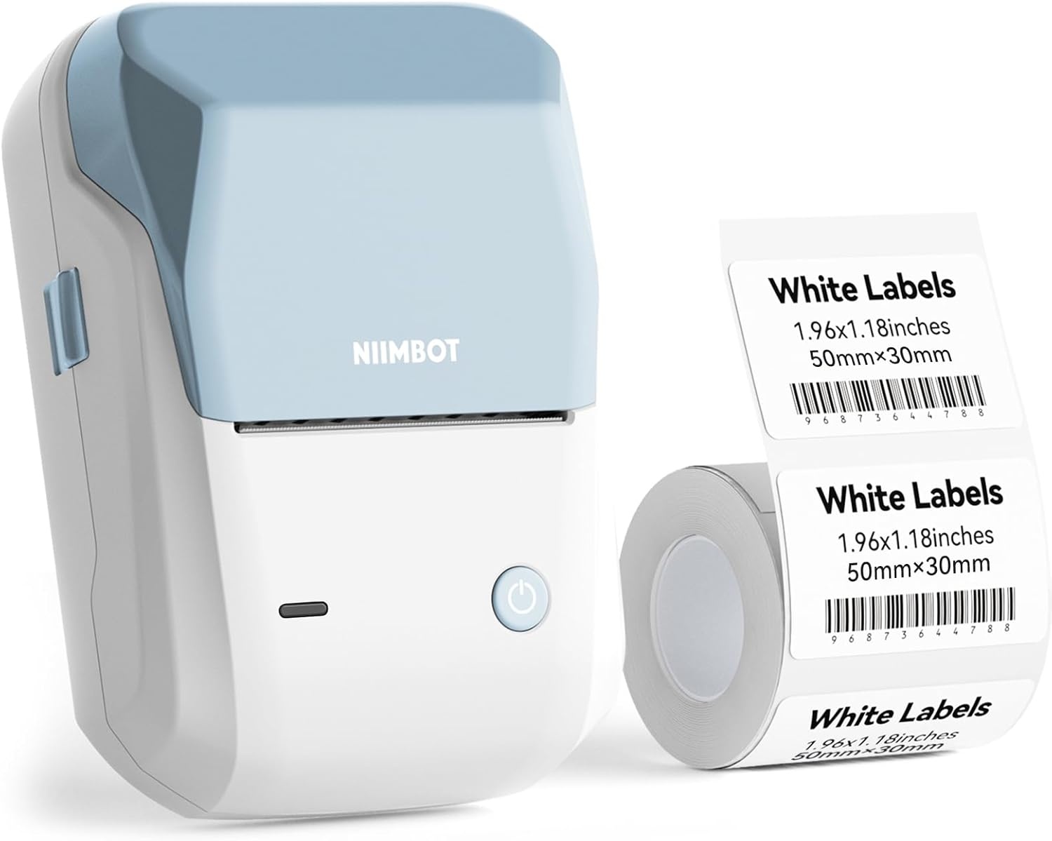 image:imageNIIMBOT B1 Label Maker Machine with Tape 2 Inch Portable Sticker Printer for Home School amp Small Business Compatible with Phones amp PC Gray WhiteBlue White