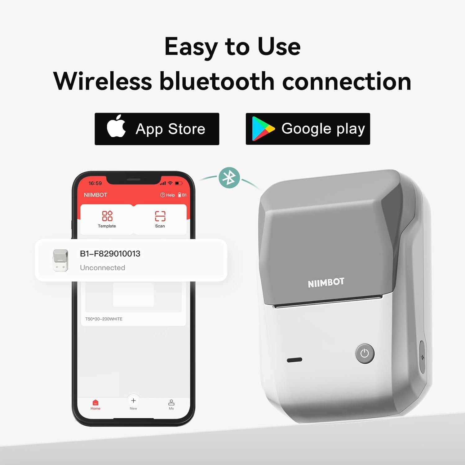 image:imageNIIMBOT B1 Label Maker Machine with Tape 2 Inch Portable Sticker Printer for Home School amp Small Business Compatible with Phones amp PC Gray WhiteGray White