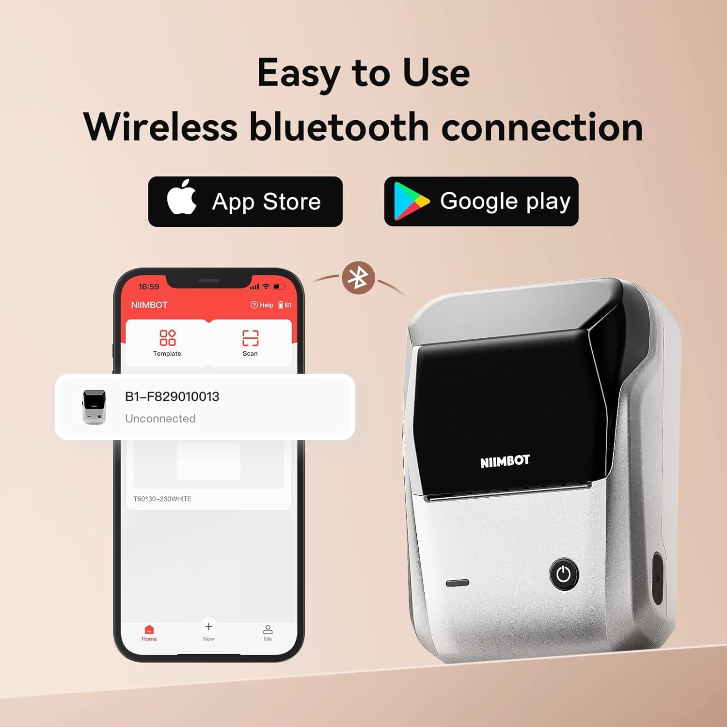 image:imageNIIMBOT B1 Label Maker Machine with Tape 2 Inch Portable Sticker Printer for Home School amp Small Business Compatible with Phones amp PC Gray WhiteSilver Gray