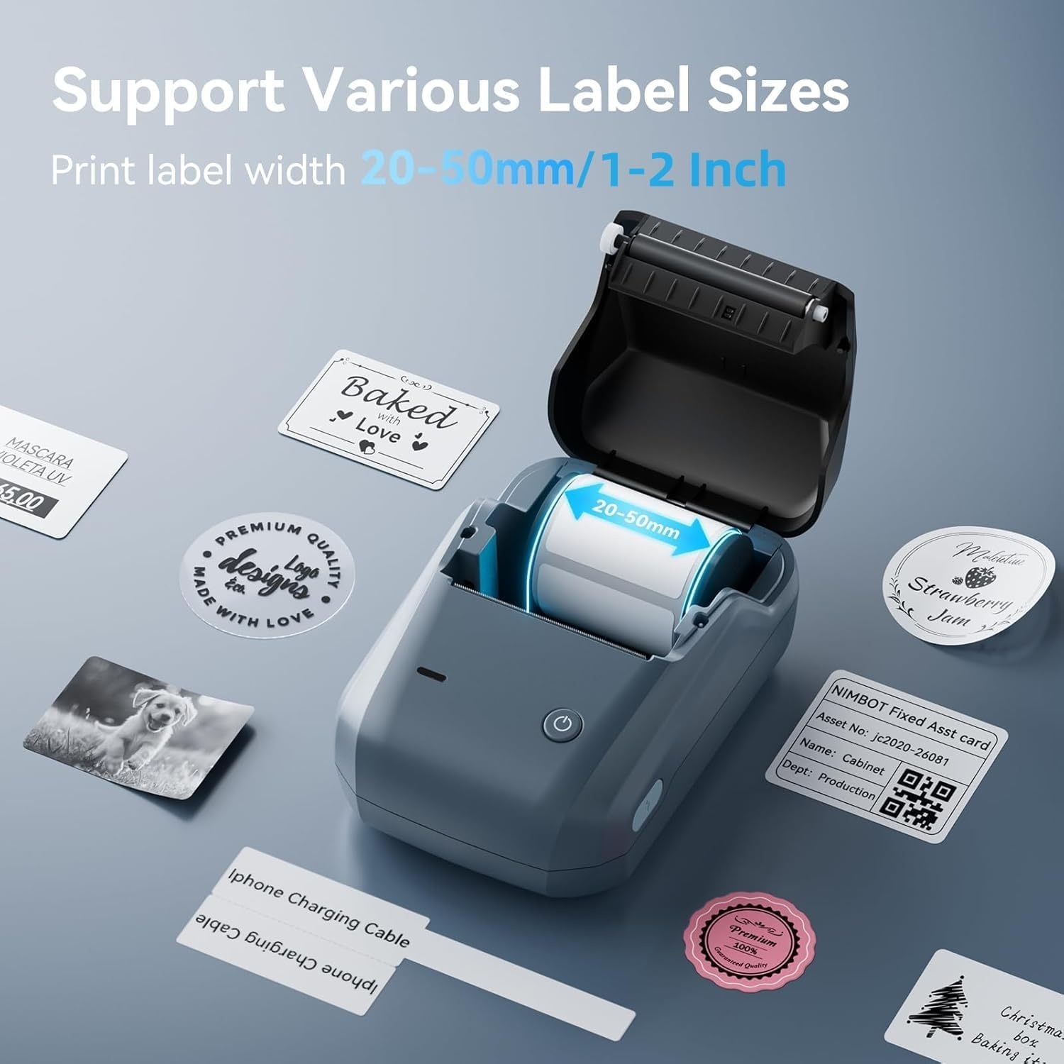 image:imageNIIMBOT B1 Label Maker with Tapes2 Inch Portable Thermal Label Printer for Home Office School Small Business Address Clothing Crafts RetailSupport Smartphones amp PCSky BlueDark blue