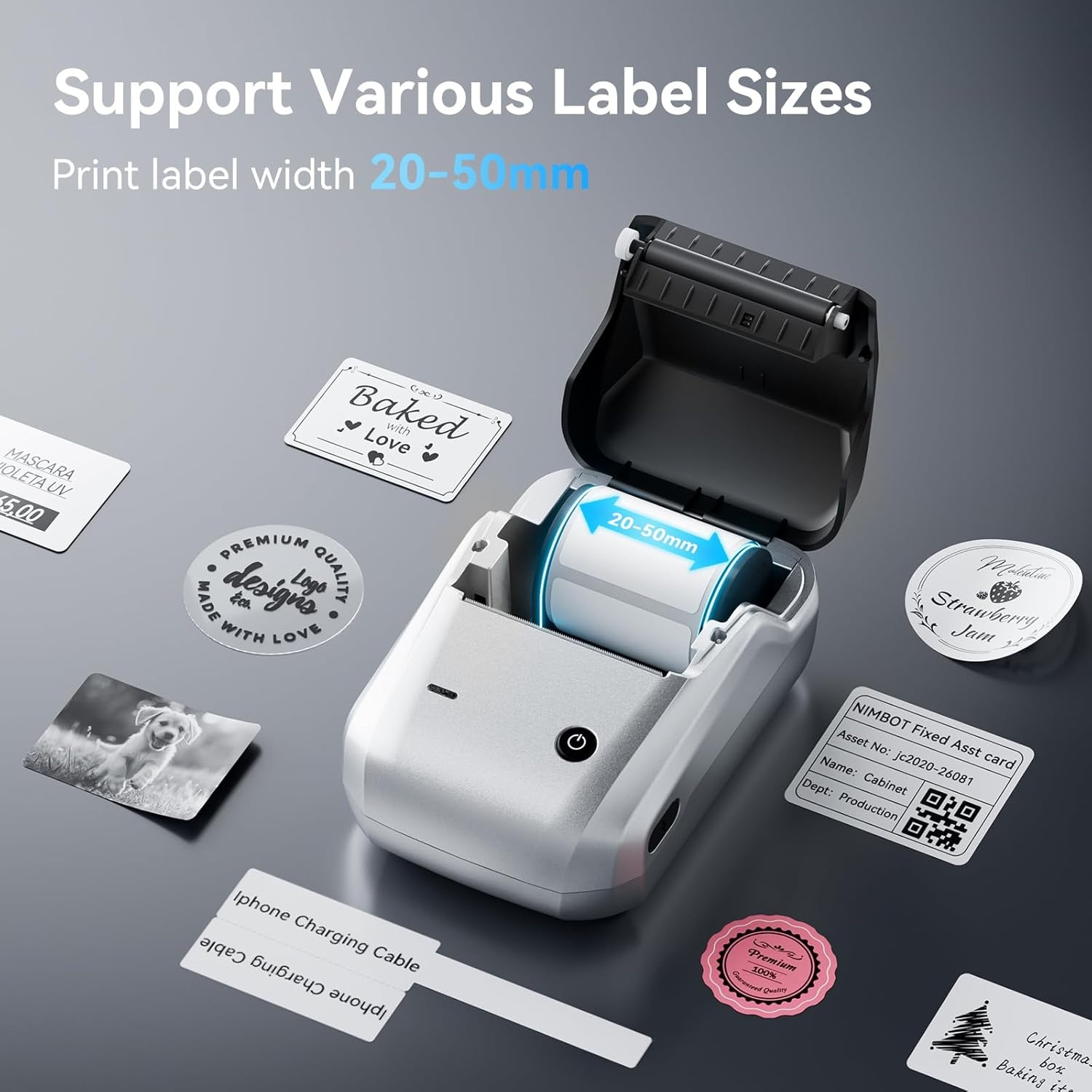 image:imageNIIMBOT B1 Label Maker with Tapes2 Inch Portable Thermal Label Printer for Home Office School Small Business Address Clothing Crafts RetailSupport Smartphones amp PCSky BlueSilver black
