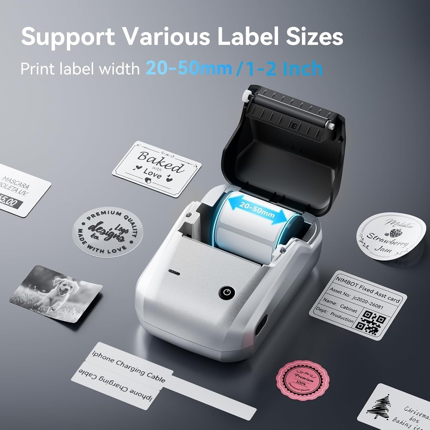 image:imageNIIMBOT B1 Label Maker with Tapes2 Inch Portable Thermal Label Printer for Home Office School Small Business Address Clothing Crafts RetailSupport Smartphones amp PCSky BlueSilver black