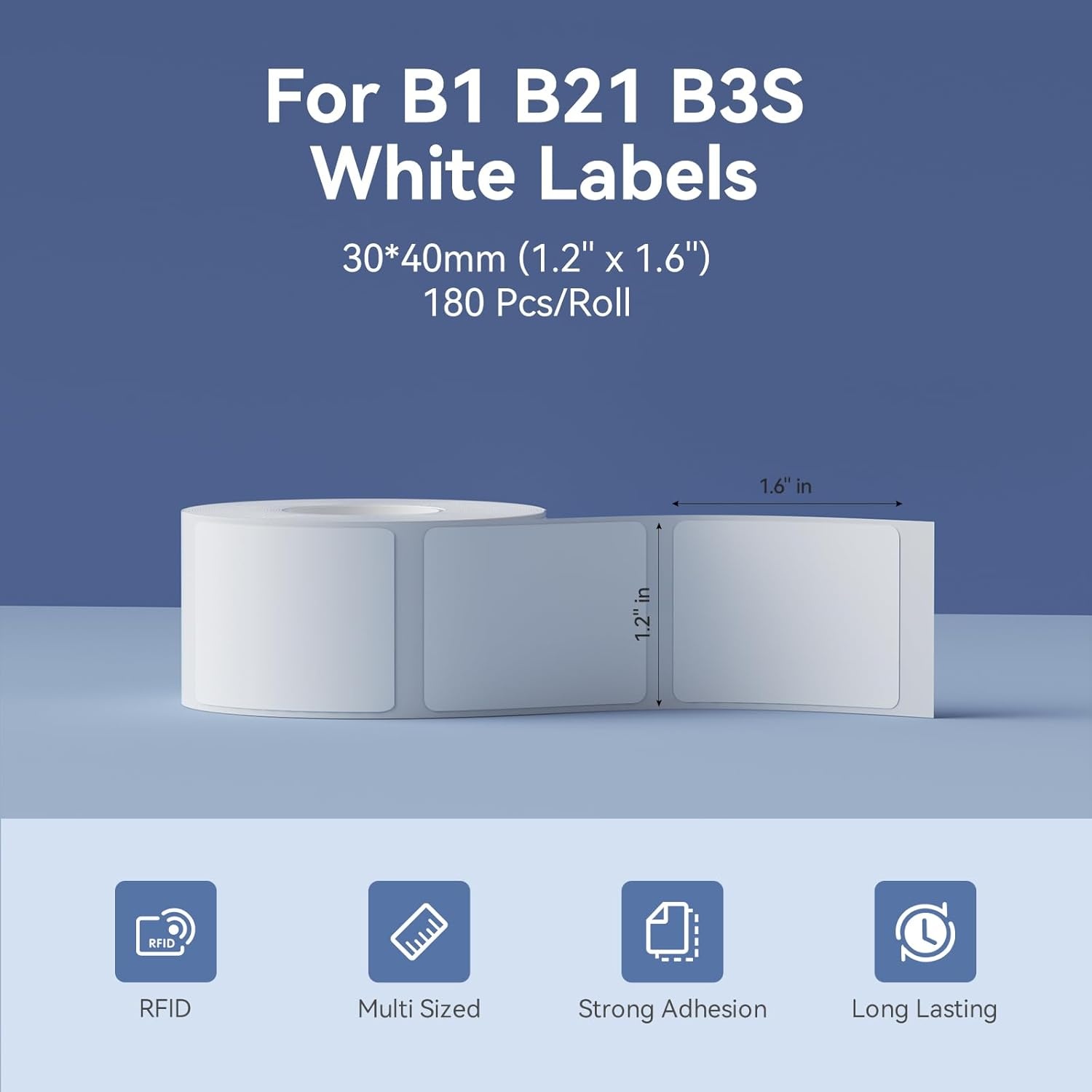 image:imageNIIMBOT B1 Label Tape B21 SelfAdhesive Labeling Tape 118 x 157 30x40mm Thermal Label Print Paper NIIMBOT Labels for BarcodeAddressMailingLogoBusinessHome Tag 180 LabelsRoll White30 X 40mm