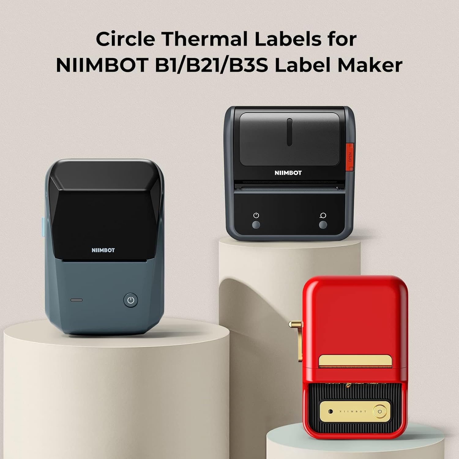 image:imageNIIMBOT Labels for B21B1B2 Label Printer Thermal Stickers 122 x 12231x31mm Waterproof OilProof Label Tape 1 Roll of 210 Round Sticker LabelsWhite Round12 X 12