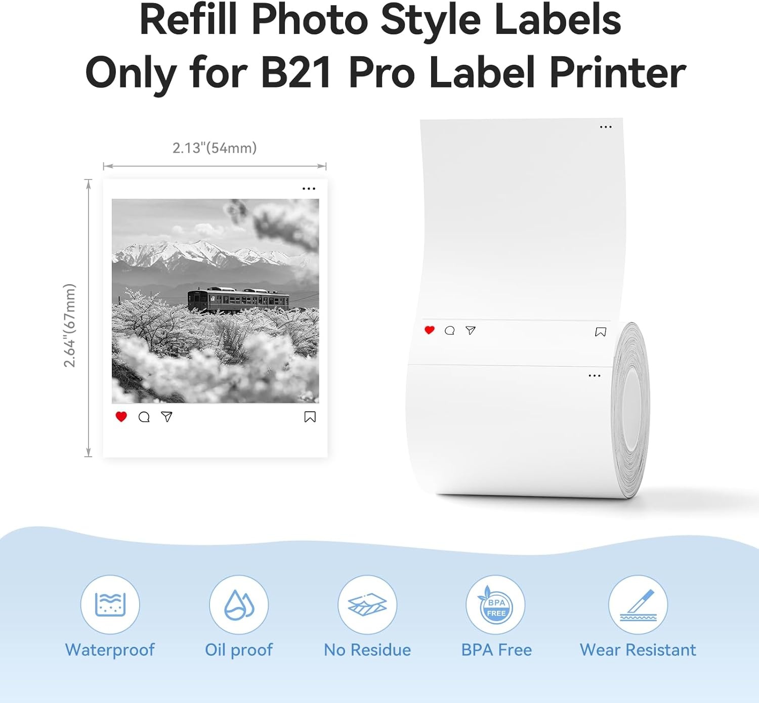 image:imageNIIMBOT Photo Label only for B21 Pro Label Printer 21x26in 54x67mm Thermal Photo Paper Waterproof Sticker Card for Scrapbook DIY Best Years21x26SNS