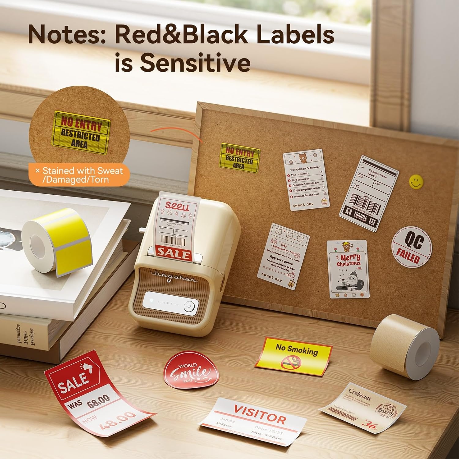 image:imageNIIMBOT Refill Label Only for B21 Pro RedampBlack Dual Color Printing 2x350x80mm Waterproof Label Sticker for BakeryHomemade Food SealingSpice Jar2 X 3Kraft Paper