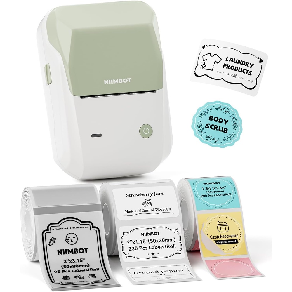 image:imageNIIMBOT B1 Label Maker Machine Thermal Label Printer Easy to Use for Office Home Business Came with 3 Roll White LabelsBlueGreen