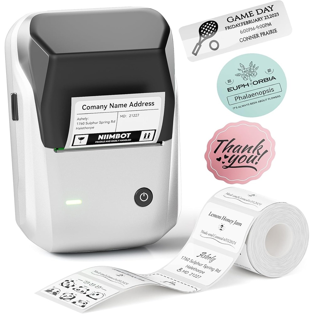 image:imageNIIMBOT B1 Label Maker Machine Thermal Label Printer Easy to Use for Office Home Business Came with 3 Roll White LabelsBlueSliver