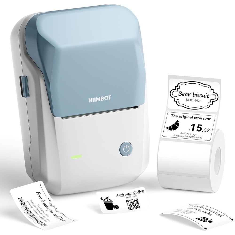 image:imageNIIMBOT B1 Label Maker with Tapes2 Inch Portable Thermal Label Printer for Home Office School Small Business Address Clothing Crafts RetailSupport Smartphones amp PCSky BlueSky blue