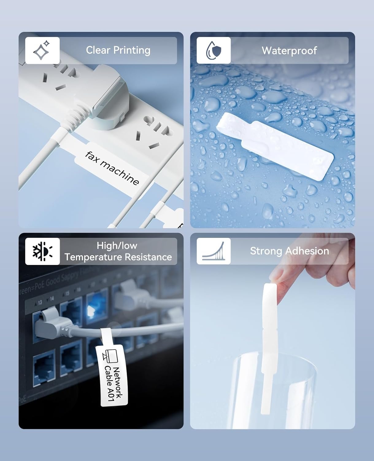 image:imageNIIMBOT B18N1 Thermal Transfer Labels 051 x 137 13x35mm Only for B18N1 Label Maker PET Material Waterproof and HighTemperature Resistance Long Storage TimeLuminousWhite
