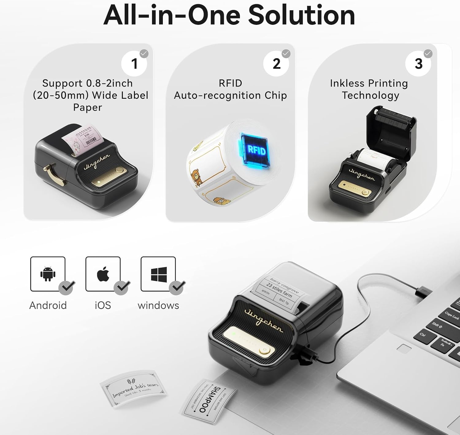 image:imageNIIMBOT B21 Label Maker Portable Bluetooth Label Printer for Small Business Sticker Maker with Tape for Gift Barcode Clothing Retail Bakery Mailing Candles Jewelry Craft Organizing BlackBlack