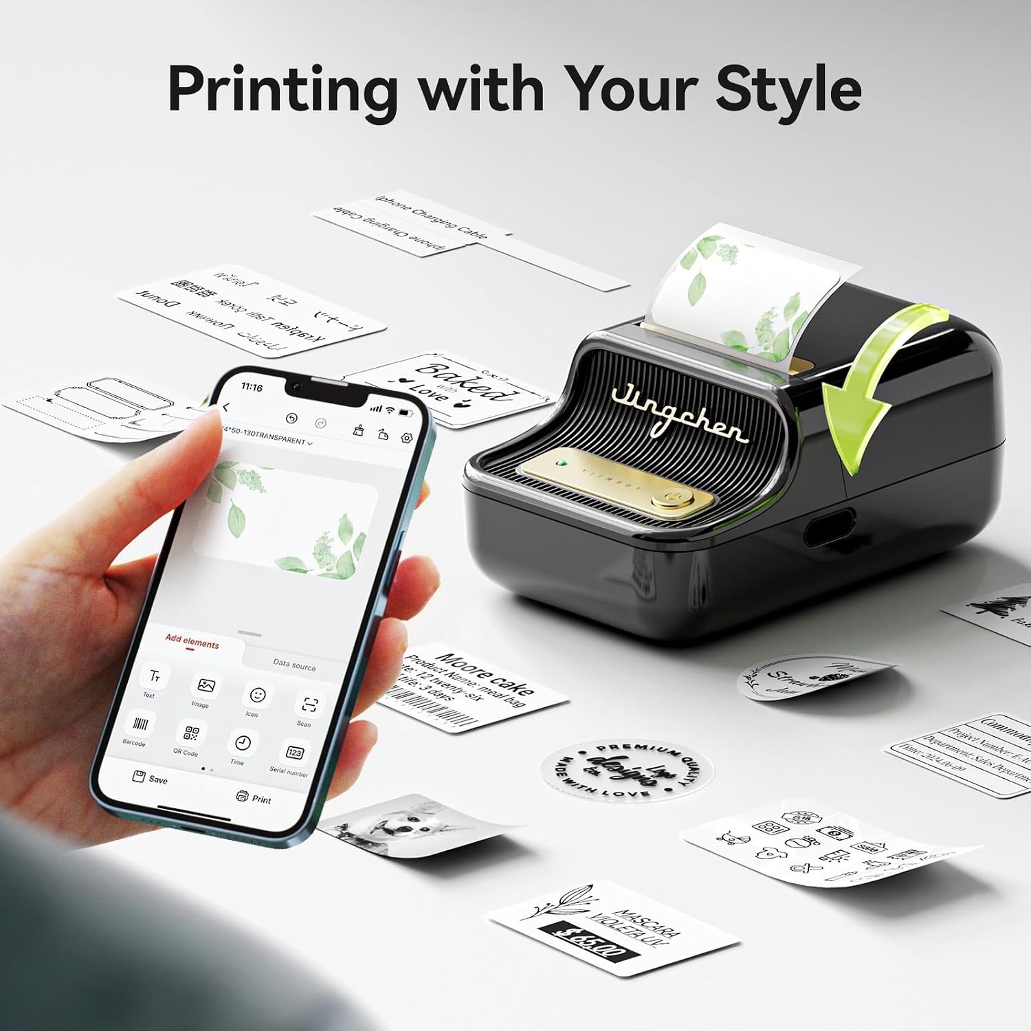 image:imageNIIMBOT B21 Label Maker Portable Bluetooth Label Printer for Small Business Sticker Maker with Tape for Gift Barcode Clothing Retail Bakery Mailing Candles Jewelry Craft Organizing BlackBlack
