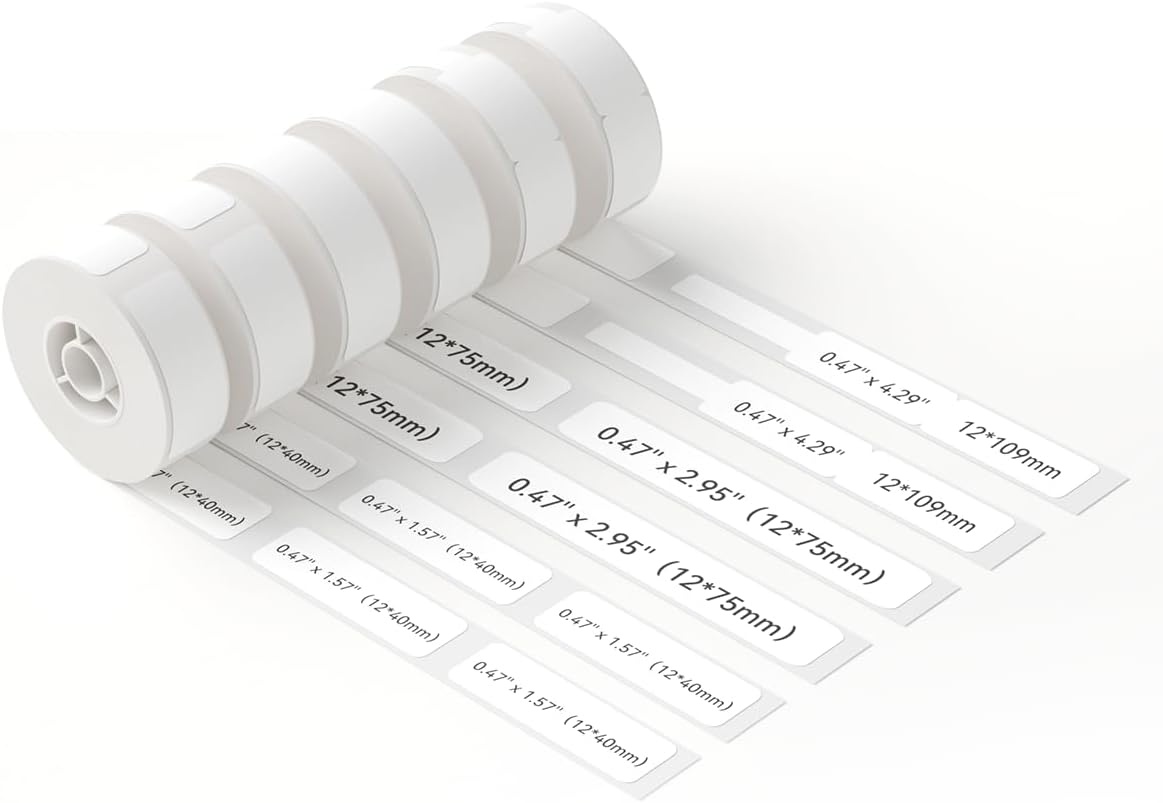 image:imageNIIMBOT D11 Label Maker Tape 6Rolls Transparent Label Paper 055 X 197 055 X 157 055 X 118 Compatible for NIIMBOT D11 D110 Label Printer L M S Clear Labels 6RollWhite