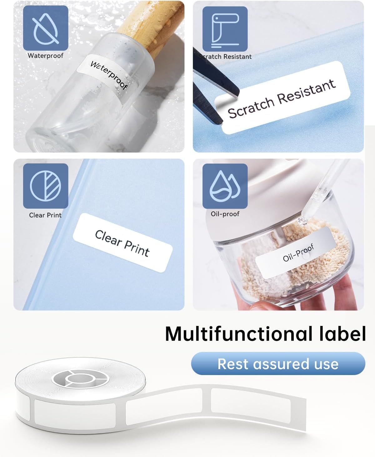image:imageNIIMBOT D11 Label Maker Tape 6Rolls Transparent Label Paper 055 X 197 055 X 157 055 X 118 Compatible for NIIMBOT D11 D110 Label Printer L M S Clear Labels 6RollWhite