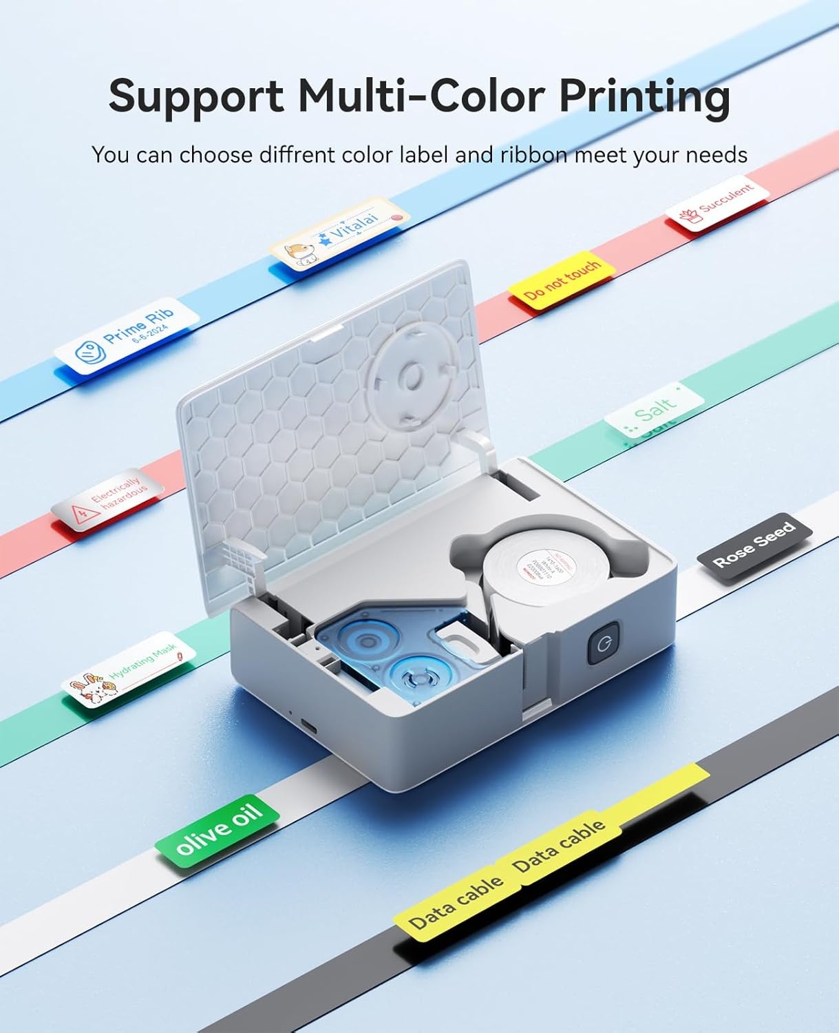image:imageNIIMBOT N1 Label Maker for Color Printing Bluetooth Thermal Transfer Label Printer Mini Sticker Printer Easy for Home Office Small Business Identification and Organization