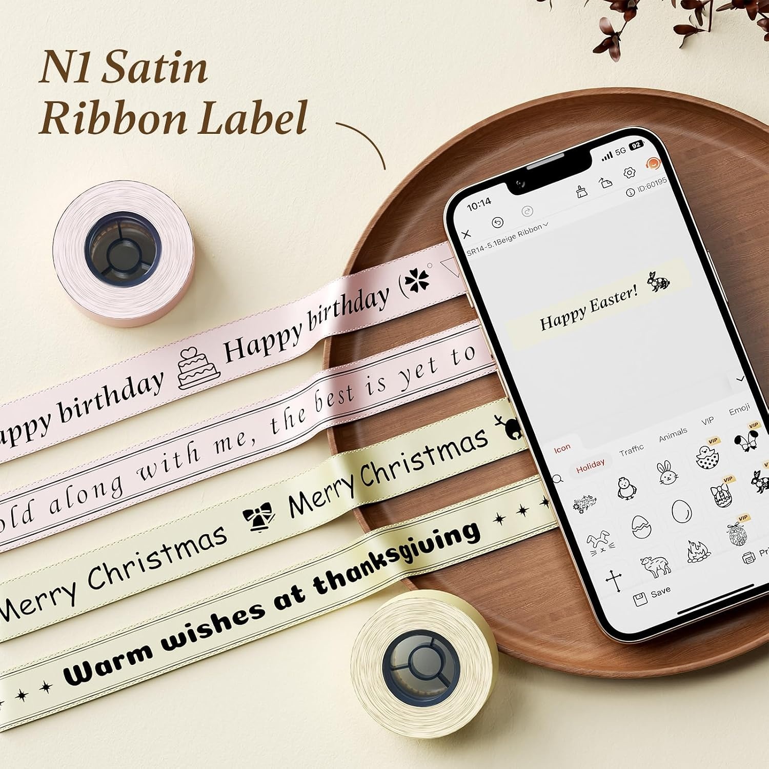 image:imageNIIMBOT N1 Satin Ribbon Set Only for N1 Label Maker for Gift Wedding Party Craft Wrapping DIY Navy Blue Satin Ribbon14mm x 51m with Gold Ribbon14mm x 62mPink