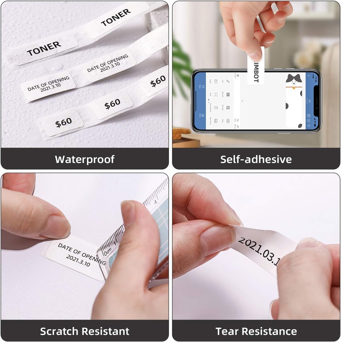 image:imageNIIMBOT Thermal Label Maker Paper 047295 White Stickers Waterproof TearResistant Replacement for D11D110 Label Printer OfficeampHome 95 LabelsRoll 1275mm1275mm