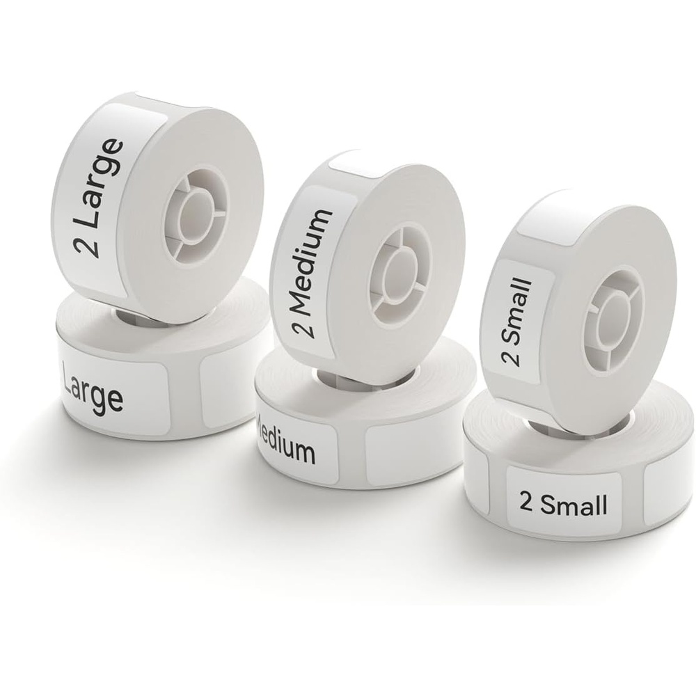 image:imageNIIMBOT D11 Label Maker Tape 6Rolls Transparent Label Paper 055 X 197 055 X 157 055 X 118 Compatible for NIIMBOT D11 D110 Label Printer L M S Clear Labels 6RollWhite