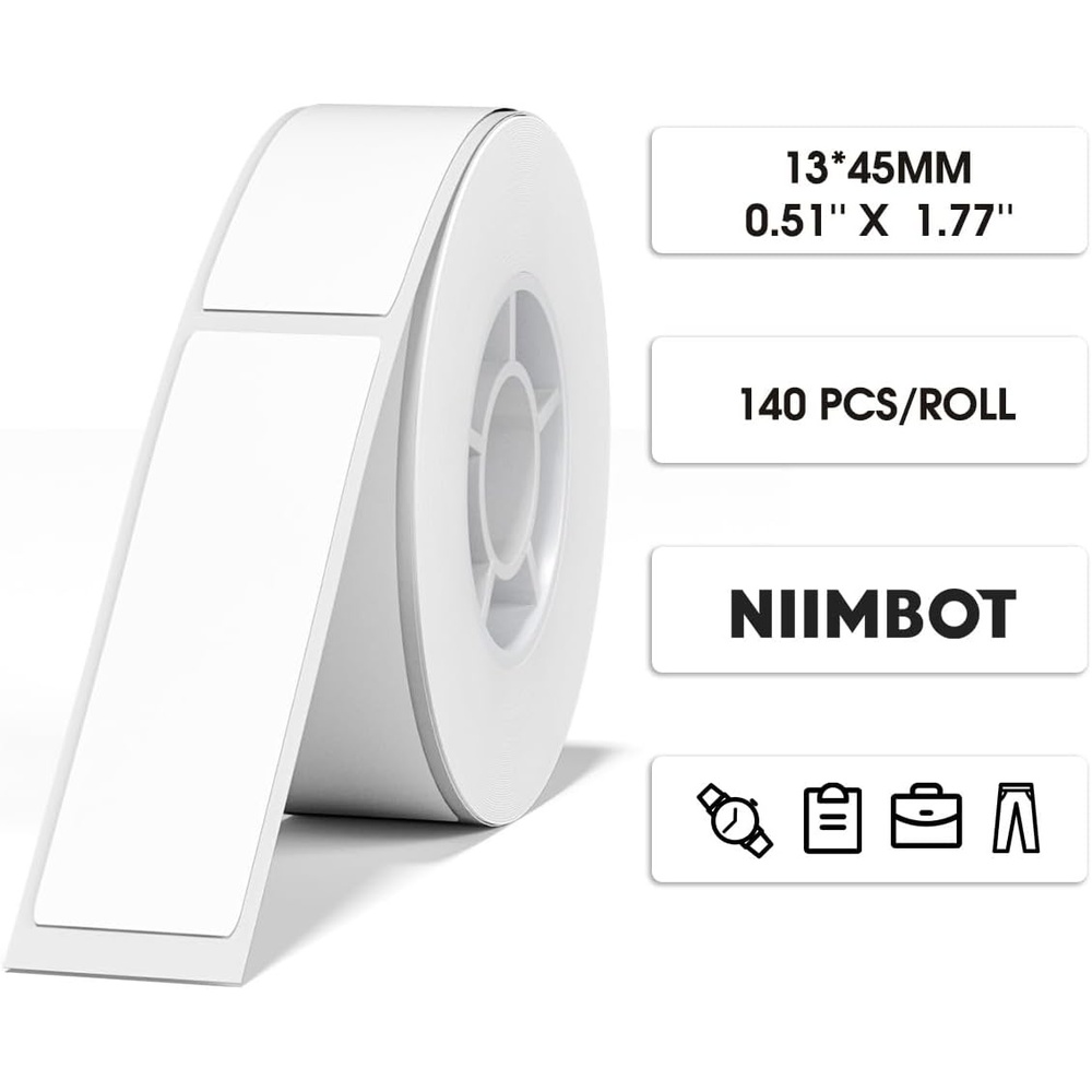 image:imageNIIMBOT Label Maker Tape 1440mm White Label Print Paper Compatible for NIIMBOT D11 D110 D101 Thermal Sticker Paper Waterproof Labeling Tape Replacement 160 LabelsRoll13 X 45mm