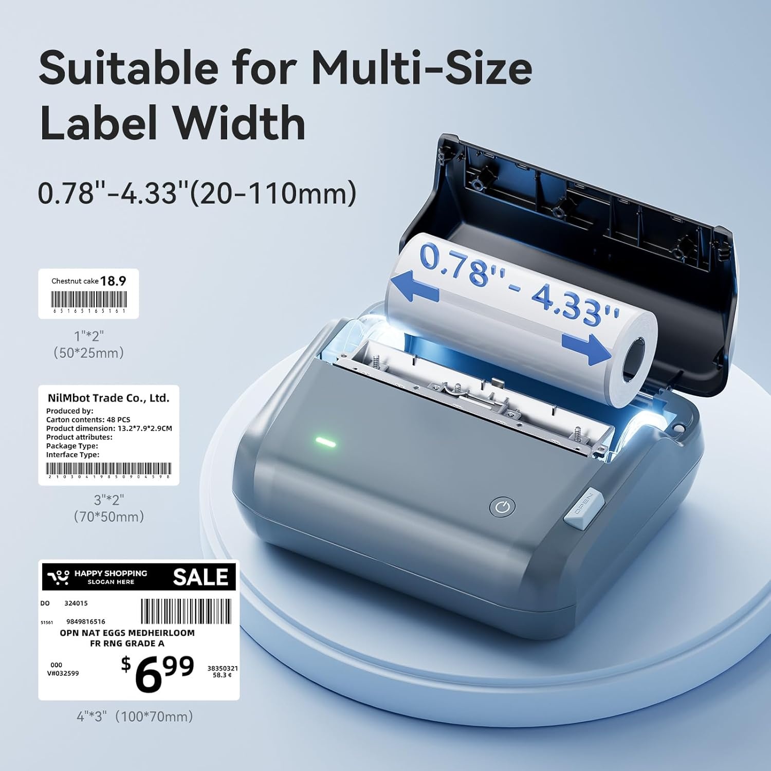 image:imageNIIMBOT 4 Inch Thermal Label Maker B4 Bluetooth Label Printer for Shipping Packages Small Business Home Office Portable Sticker Maker with 1 Roll 4 x6 Label20pcsroll