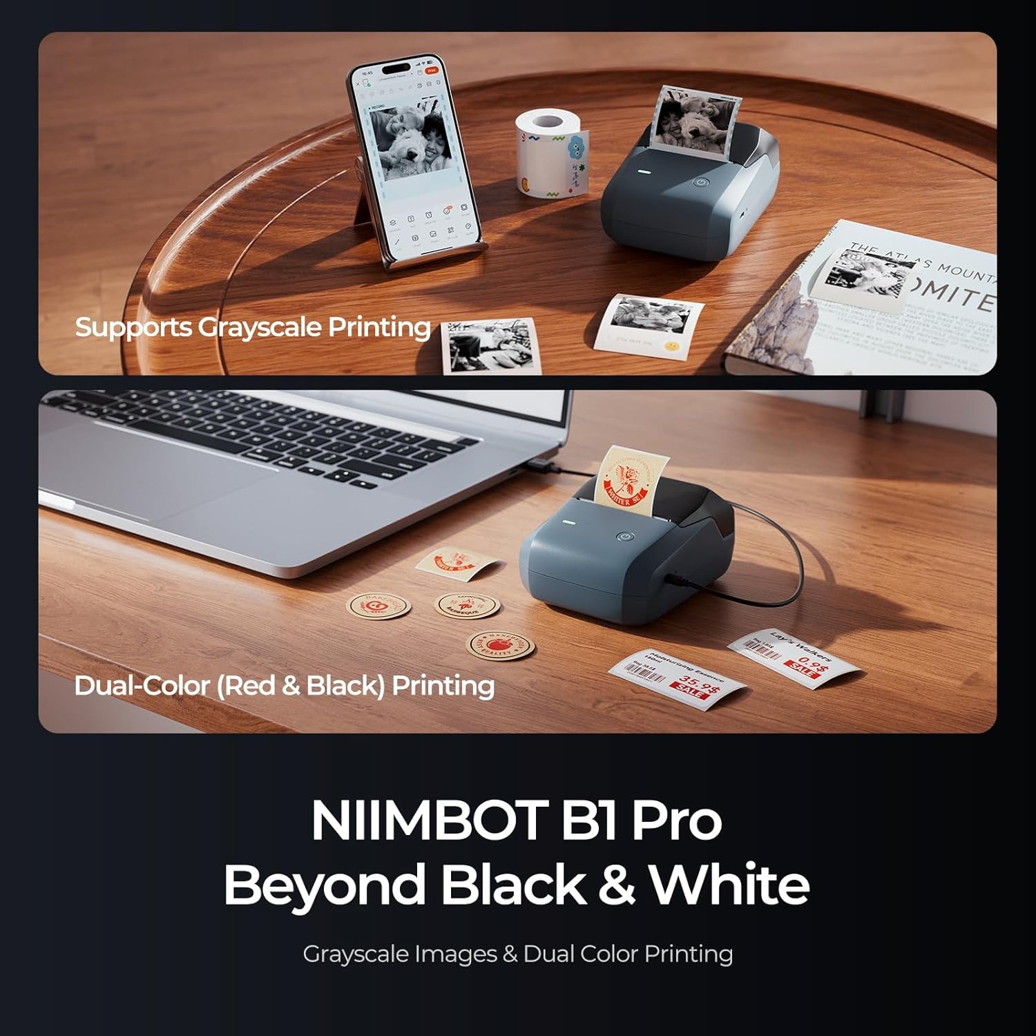 image:imageNIIMBOT B1 Pro Label Maker 300DPI HD Label Printer Ideal for PhotosStoresNotesStudy Graphics Small Business Builtin a Roll of Label2 x 12 inchesWhite Light BlueBlue