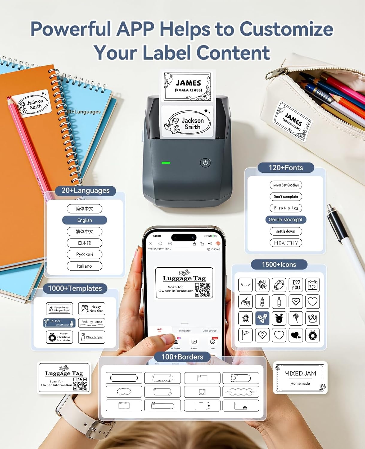 image:imageNIIMBOT B1 Pro Label Maker with 1 Roll Label 300 DPI HD Bluetooth Thermal Label Printer for Home Office Small Business Organization for DIY Crafts Scrapbook Photos Meomo BlueBlue