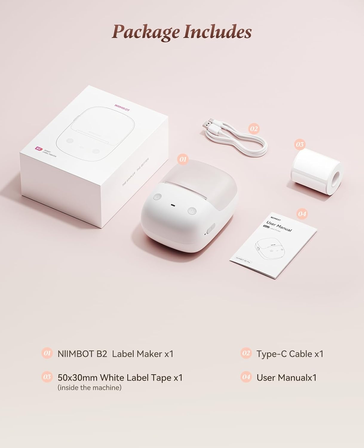 image:imageNIIMBOT B2 Label Maker Machine with Tape 2 Inch Portable Thermal Label Printer with Fun APP for Home Small Business School Office Organization Sticker Printer for Phone amp PC GreenPink
