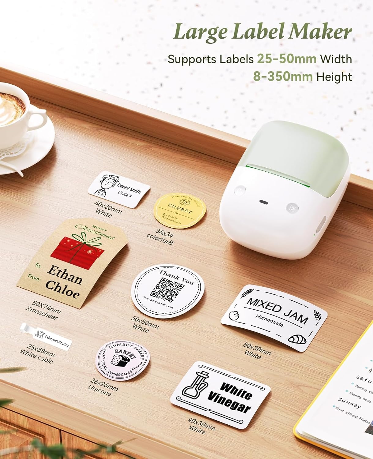 image:imageNIIMBOT B2 Label Maker Machine with Tape 2 Inch Portable Thermal Label Printer with Fun APP for Home Small Business School Office Organization Sticker Printer for Phone amp PC GreenGreen
