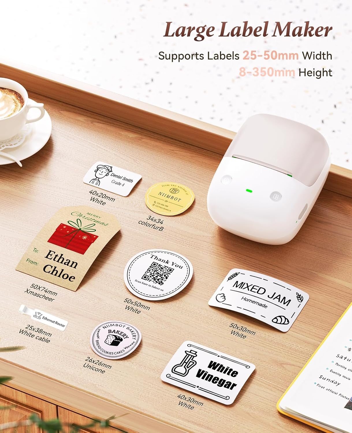 image:imageNIIMBOT B2 Label Maker Machine with Tape 2 Inch Portable Thermal Label Printer with Fun APP for Home Small Business School Office Organization Sticker Printer for Phone amp PC GreenPink