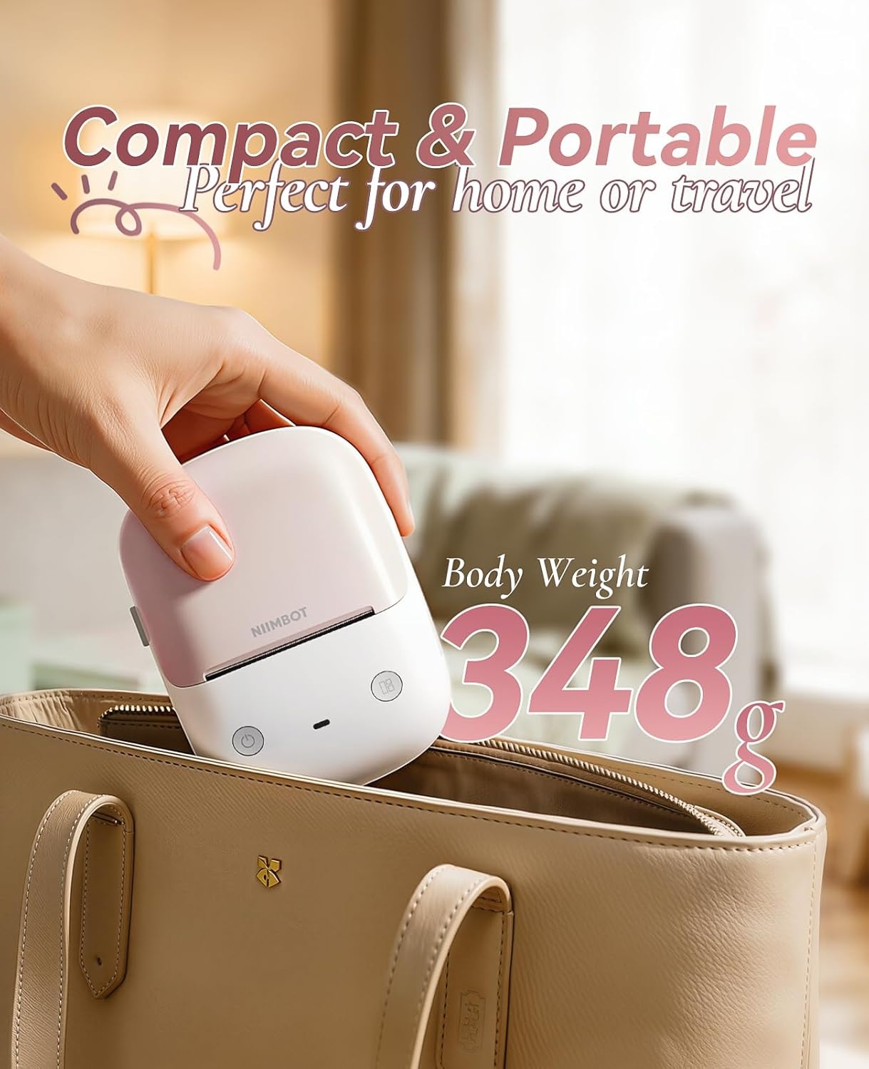 image:imageNIIMBOT B2 Label Maker Machine with Tape Portable Bluetooth 2Inch Label Printer with Multiple Templates Thermal Labeler for Home Kitchen Office Coffee Shop Bakery Organization Green WhitePink