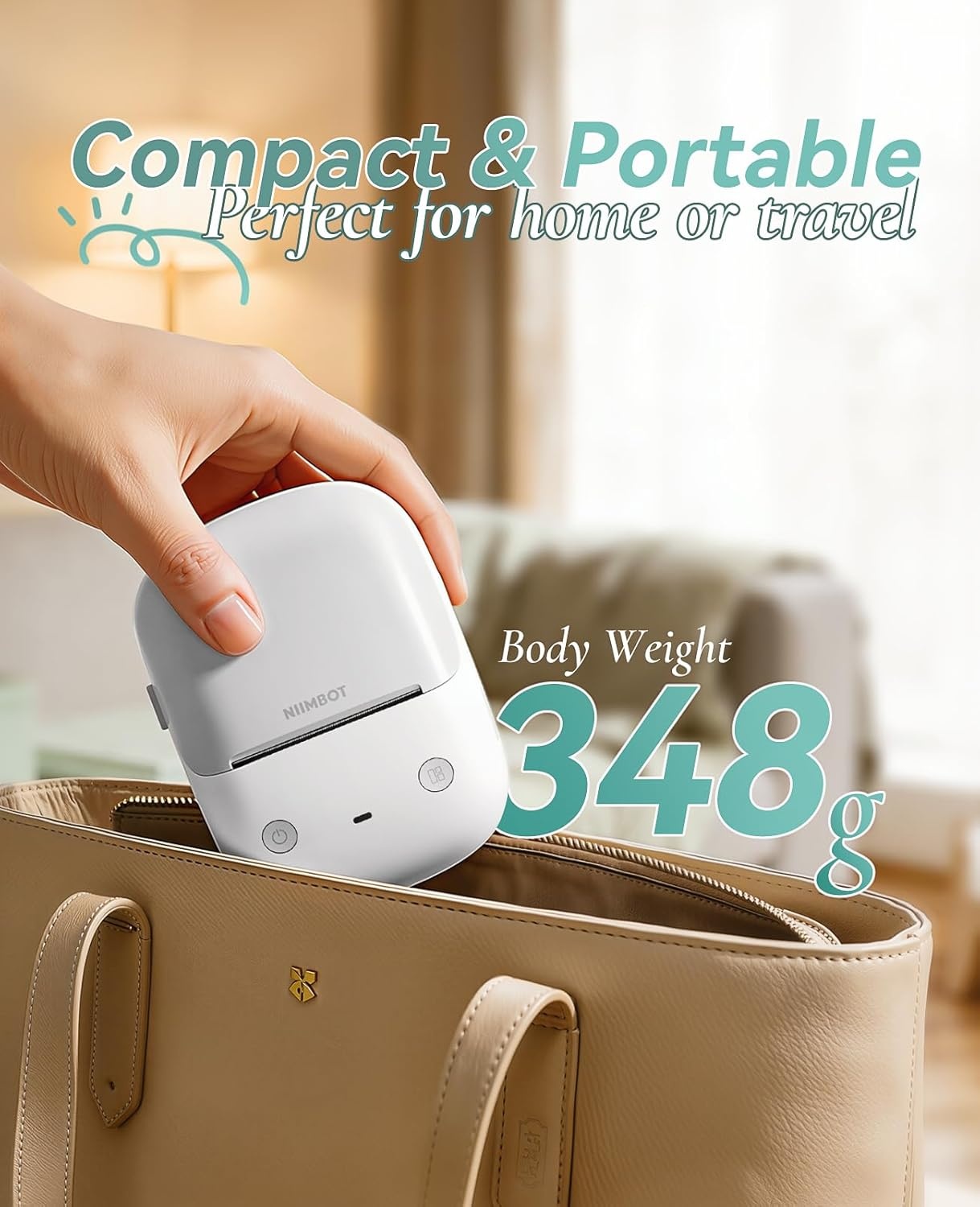 image:imageNIIMBOT B2 Label Maker Machine with Tape Portable Bluetooth 2Inch Label Printer with Multiple Templates Thermal Labeler for Home Kitchen Office Coffee Shop Bakery Organization Green WhiteGray White