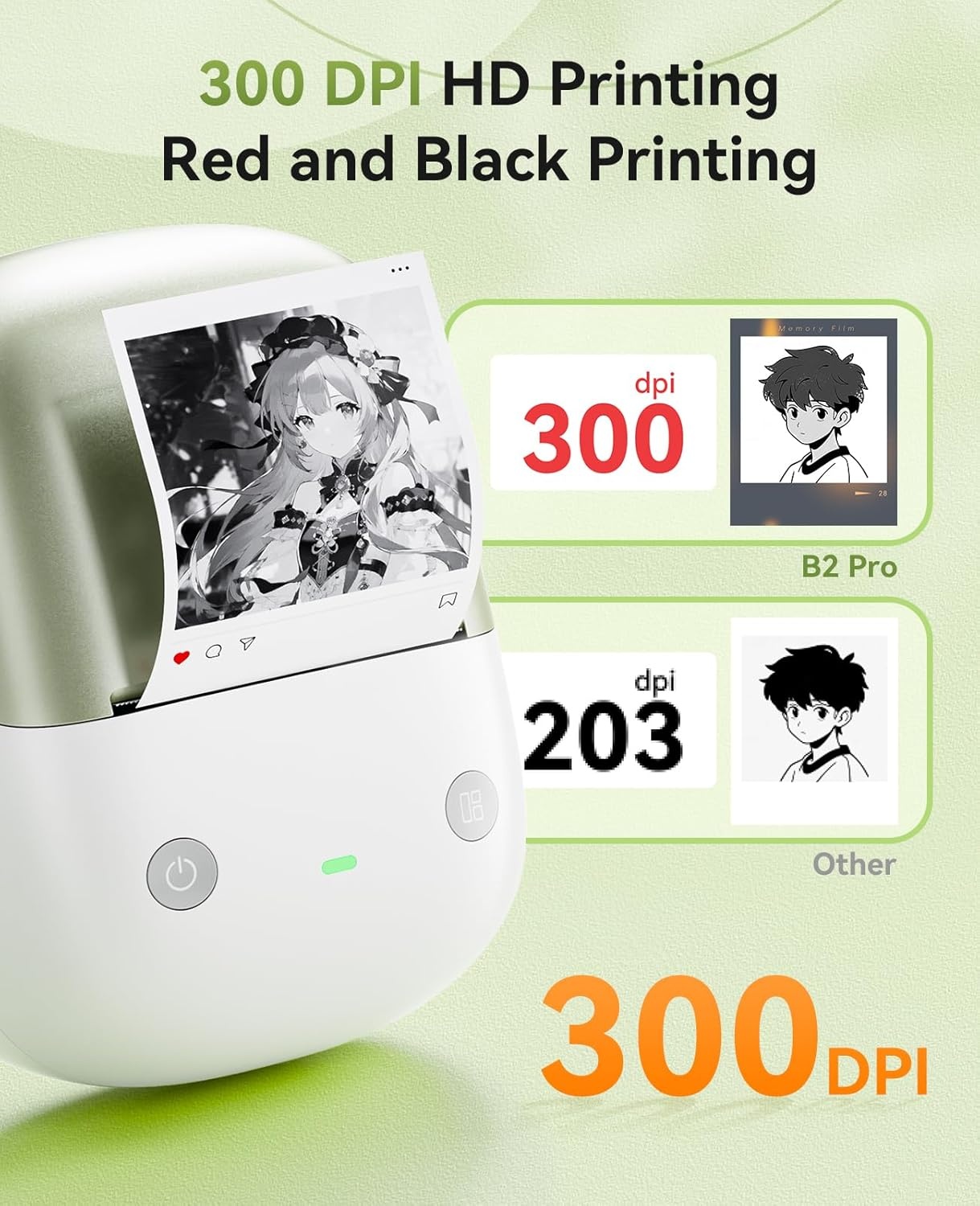 image:imageNIIMBOT B2 PRO Label Maker Machine 300DPI HD Thermal Photo Label Printer Support Red Black Dual Color Printing Sticker Printer for Home Business and Office Came with 1 Roll LabelGreenGreen