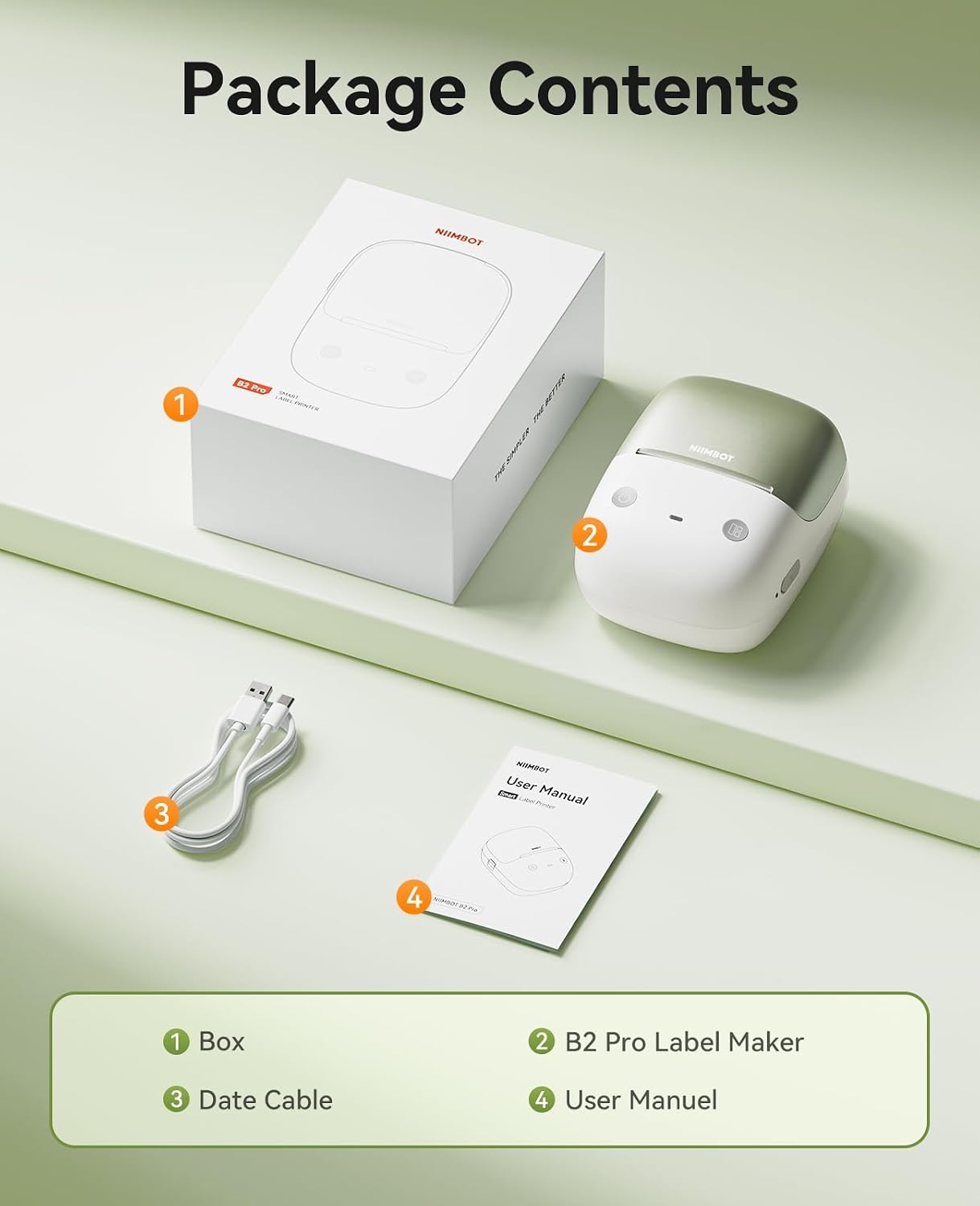 image:imageNIIMBOT B2 PRO Label Maker Machine 300DPI HD Thermal Photo Label Printer Support Red Black Dual Color Printing Sticker Printer for Home Business and Office Came with 1 Roll LabelGreenGreen