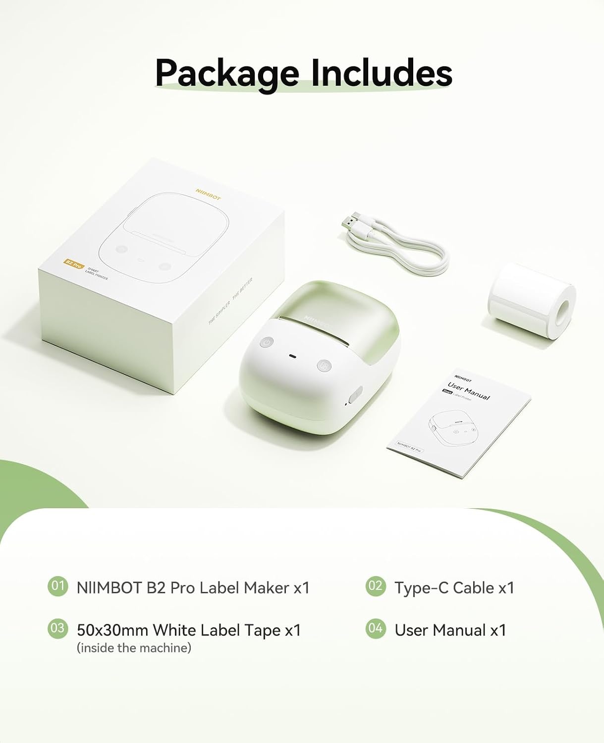 image:imageNIIMBOT B2 Pro Label Maker Machine with Tape 300DPI Sticker Printer Portable Bluetooth Label Printer for Photo Sticker DIY Crafts Study Notes Gift Journal Labeling Organization GoldGreen