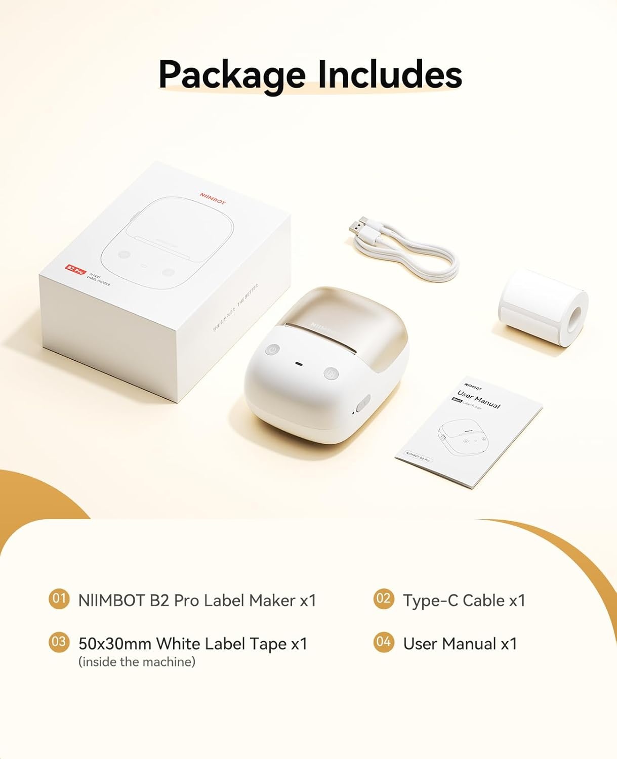image:imageNIIMBOT B2 Pro Label Maker Machine with Tape 300DPI Sticker Printer Portable Bluetooth Label Printer for Photo Sticker DIY Crafts Study Notes Gift Journal Labeling Organization GoldGold