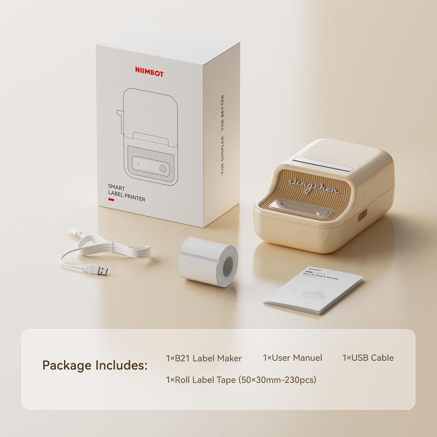 image:imageNIIMBOT B21 Label Maker Inkless Bluetooth Label Printer 2 Inch Portable Thermal Label Machine for Small Business Address Logo Clothing Mailing Candles Jewelry Sticker Printer for Gift RedIvory White
