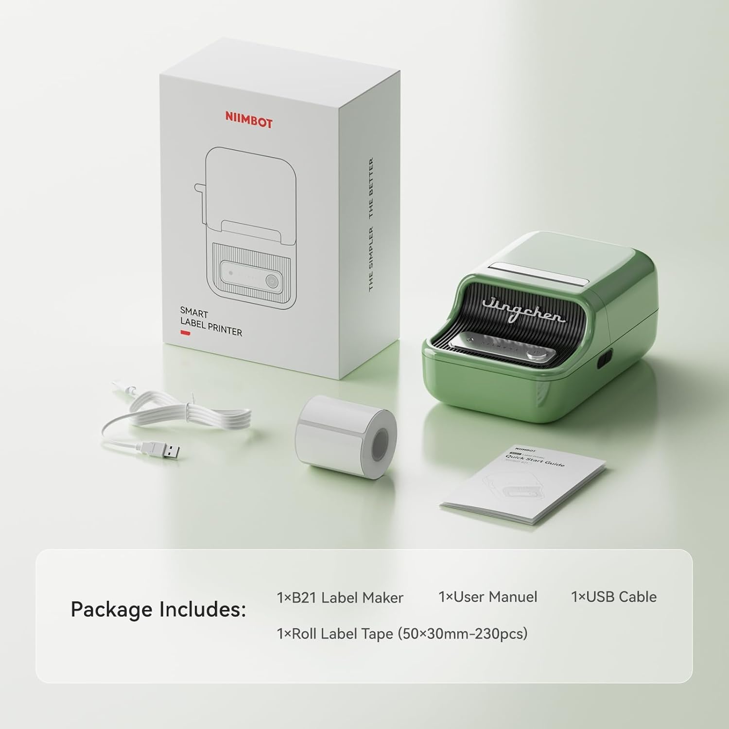 image:imageNIIMBOT B21 Label Maker Inkless Bluetooth Label Printer 2 Inch Portable Thermal Label Machine for Small Business Address Logo Clothing Mailing Candles Jewelry Sticker Printer for Gift RedGreen