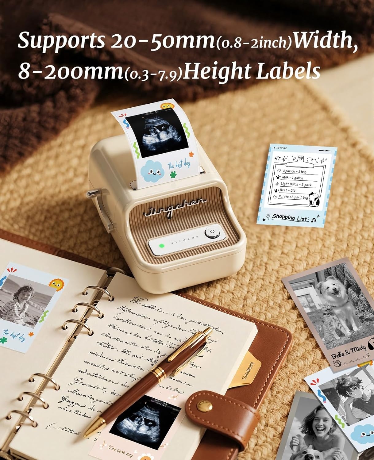image:imageNIIMBOT B21 Label Maker Inkless Bluetooth Label Printer 2 Inch Portable Thermal Label Machine for Small Business Address Logo Clothing Mailing Candles Jewelry Sticker Printer for Gift RedIvory White