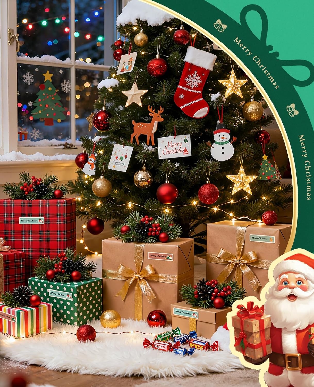 image:imageNIIMBOT Christmas Label Tape for D110M D11 Label Paper Replacement 055 X 197 14X50 mm 125 LabelsRoll06 X 2Meowy Xmas