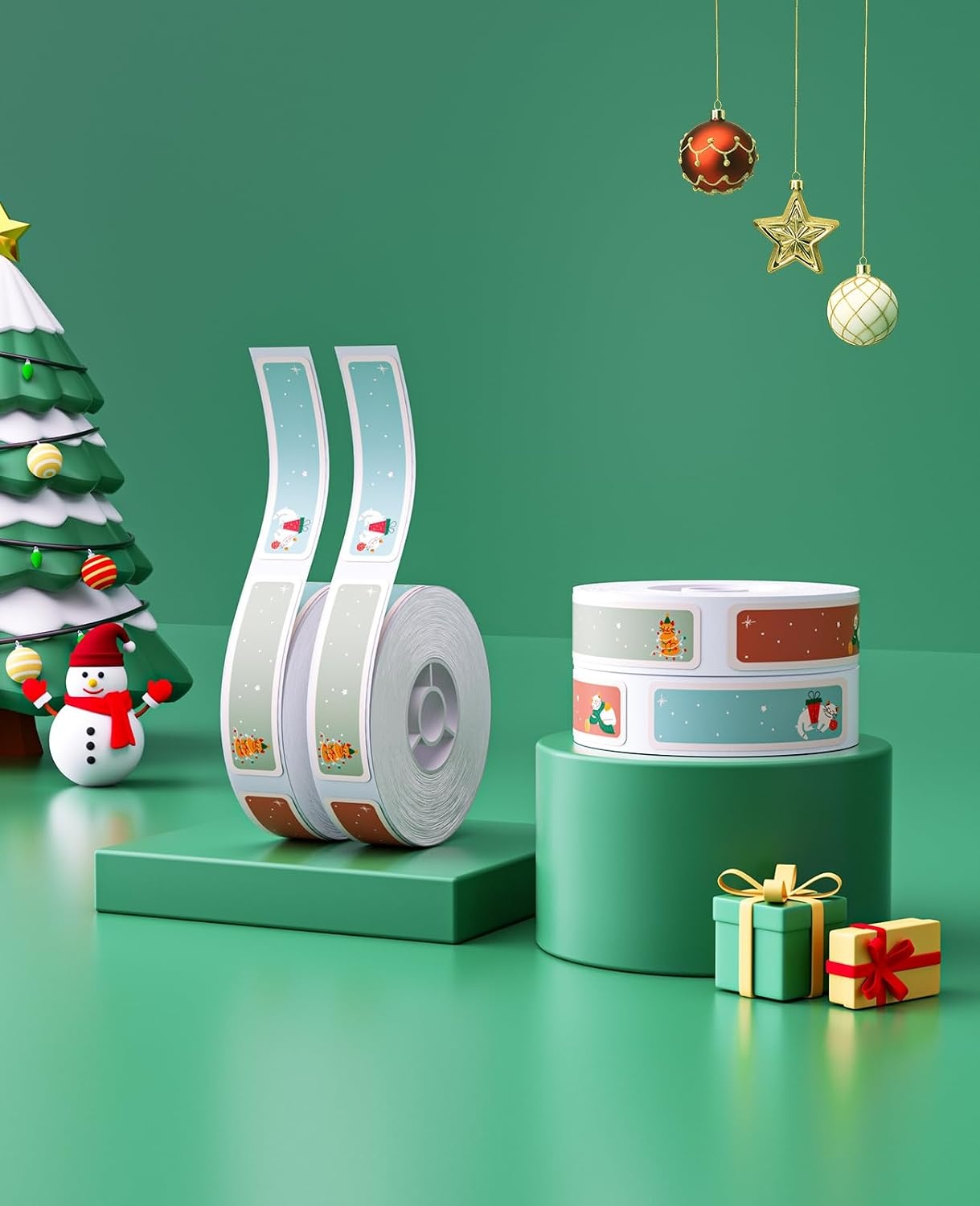 image:imageNIIMBOT Christmas Label Tape for D110M D11 Label Paper Replacement 055 X 197 14X50 mm 125 LabelsRoll06 X 2Meowy Xmas