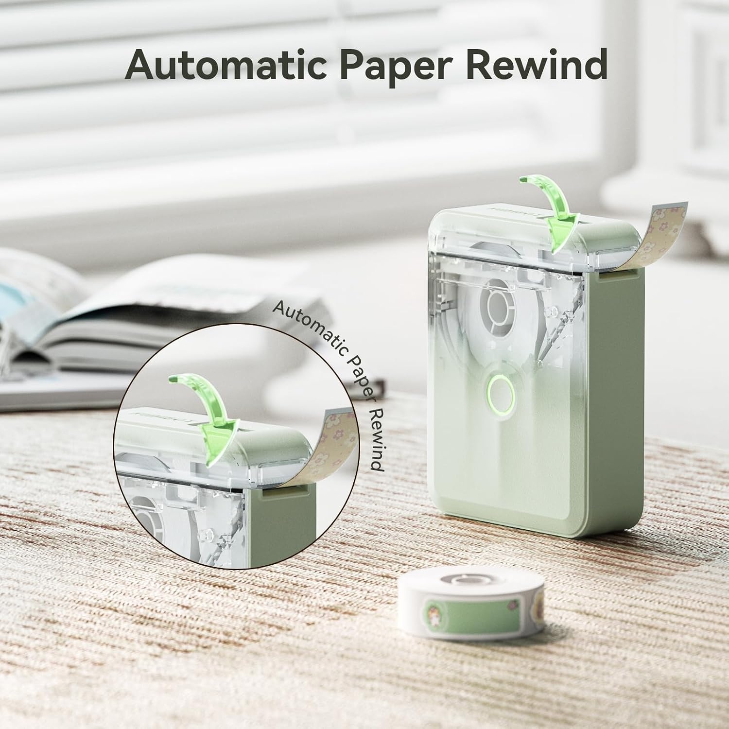 image:imageNIIMBOT D110 Upgraded Version Mini Label Maker Green with Case Portable Bluetooth Thermal Printer Sticker Maker for Office Organization Home Kitchen School White