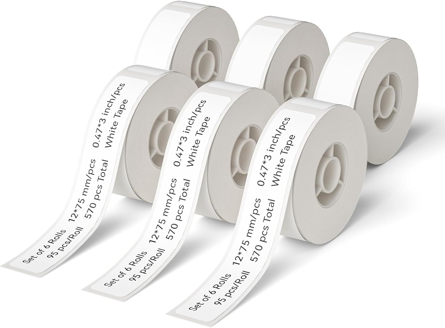 image:imageNIIMBOT Label Maker Machine Bluetooth Label Printer for School Home Office Organization Wireless Mini Labeler D110 Upgraded Version Label Machine with 6 Roll 12X75mm Label Tapes White
