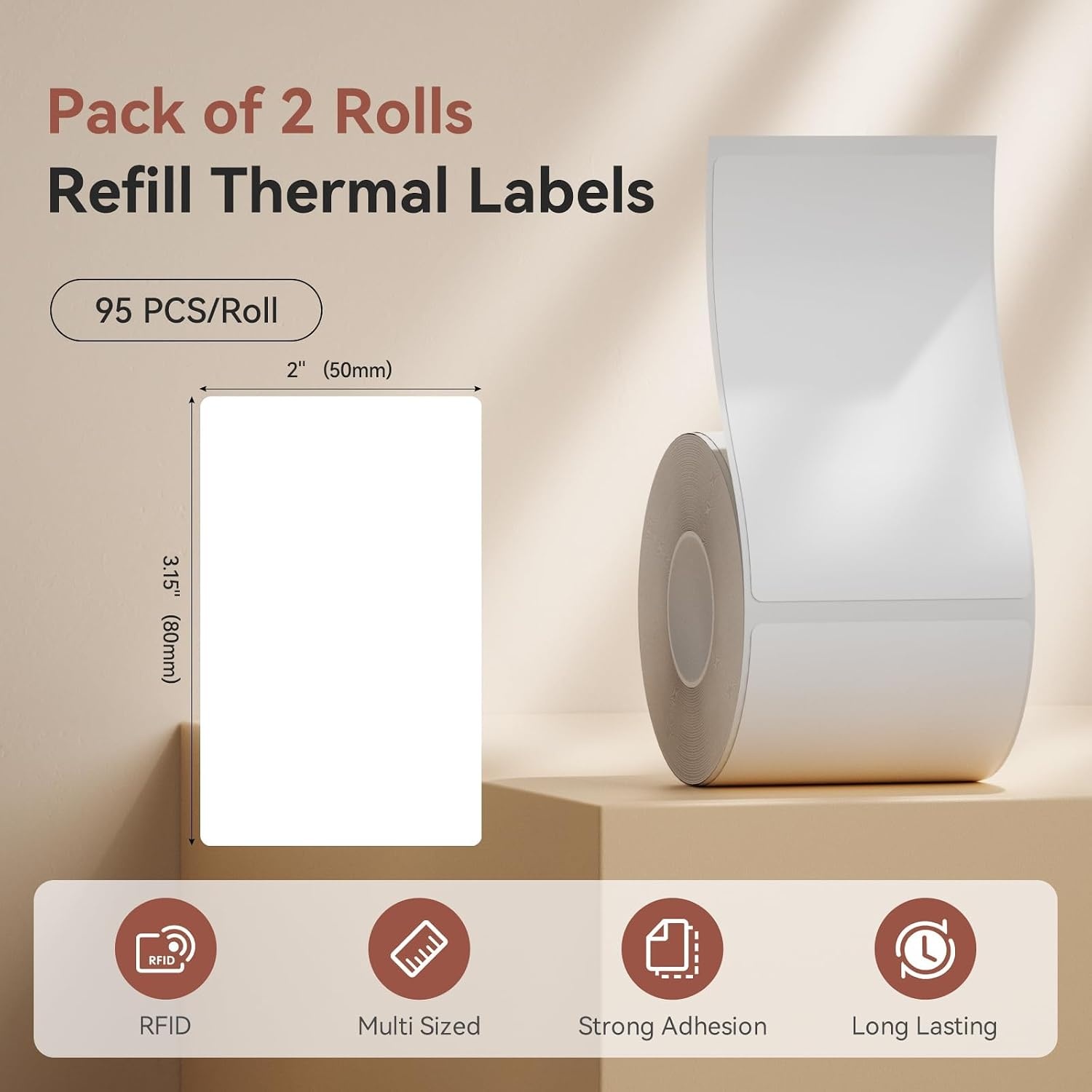image:imageNIIMBOT Labels 2 Rolls Refill Thermal Label for Label Maker B1B21B21ProB3SB31K3 Waterproof OilProof and TearProof Sticker Labels 157 x 06x240x15mmx2 ClearWhite2 X 32