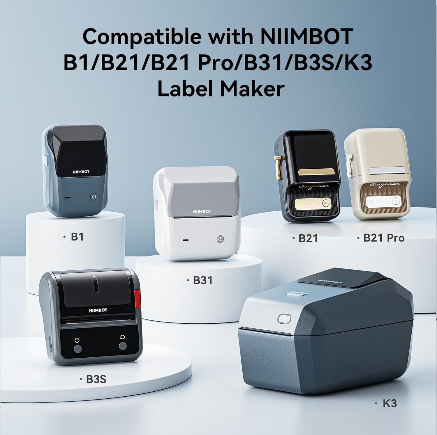 image:imageNIIMBOT Labels 2 Rolls Refill Thermal Label for Label Maker B1B21B21ProB3SB31K3 Waterproof OilProof and TearProof Sticker Labels 157 x 06x240x15mmx2 ClearWhite04 X 08x4