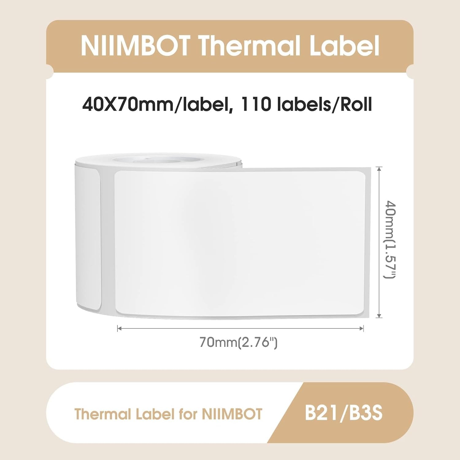 image:imageNIIMBOT Labels for B1B2B21B3SK3 Maker 157 x 118 40x30mm Thermal Sticker Waterproof OilProof and TearProof 1 Roll of 230 SelfAdhesive Thermal Labels WhiteWhite157 X 276