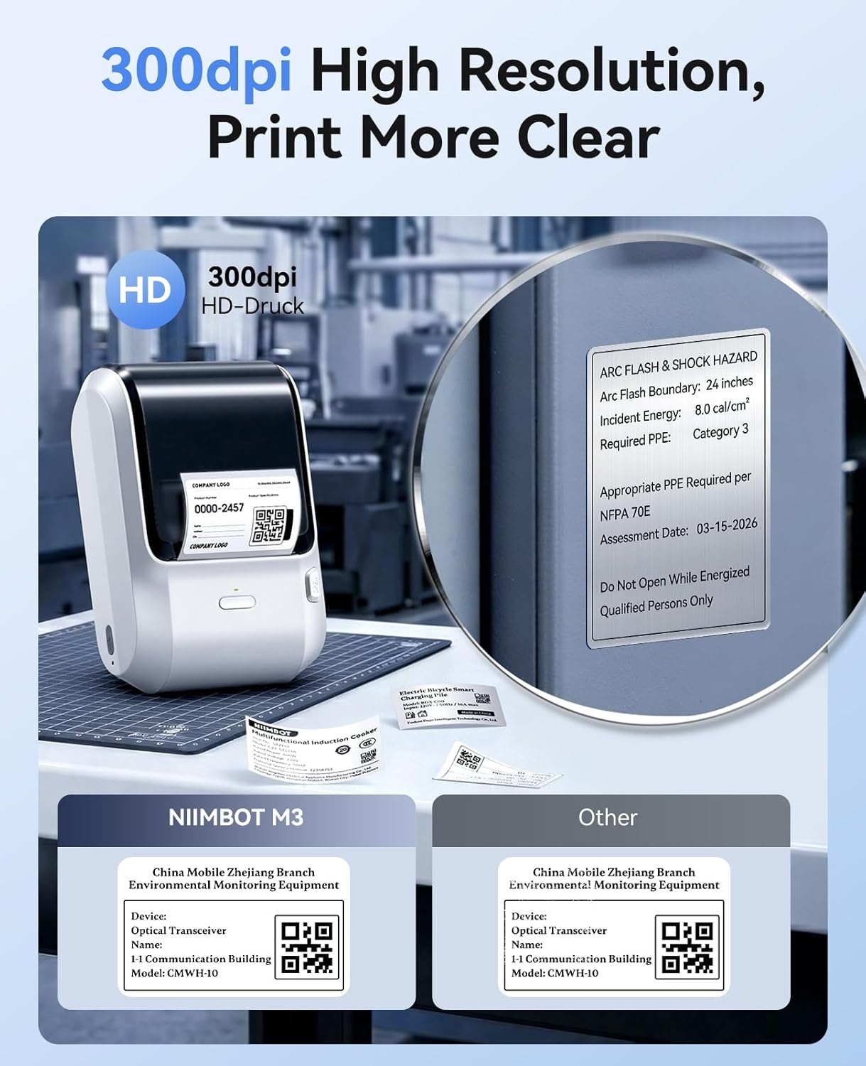 image:imageNIIMBOT M3 3 Inch Thermal Transfer Label Maker 300DPI Bluetooth Label Printer Label Maker Machine for Office Garden Lab Outdoor Equipment Cable Jewelry 810 Years Duration for Label No FadeWhite